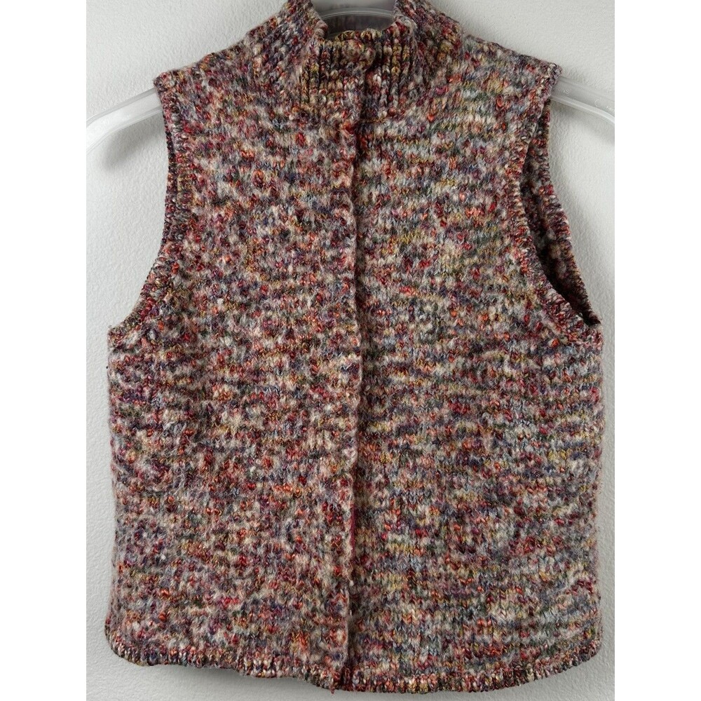 Talbots Sweater Vest Women’s  XL Vintage Wool Blend Knit Multicolor Artsy Boho